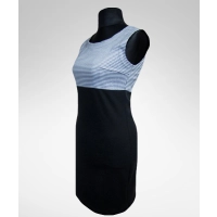 Sukienka mała czarna z błyszczącą srebrną kratką